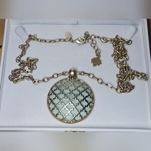 Kiam Family Gold and Blue Pendant Necklace